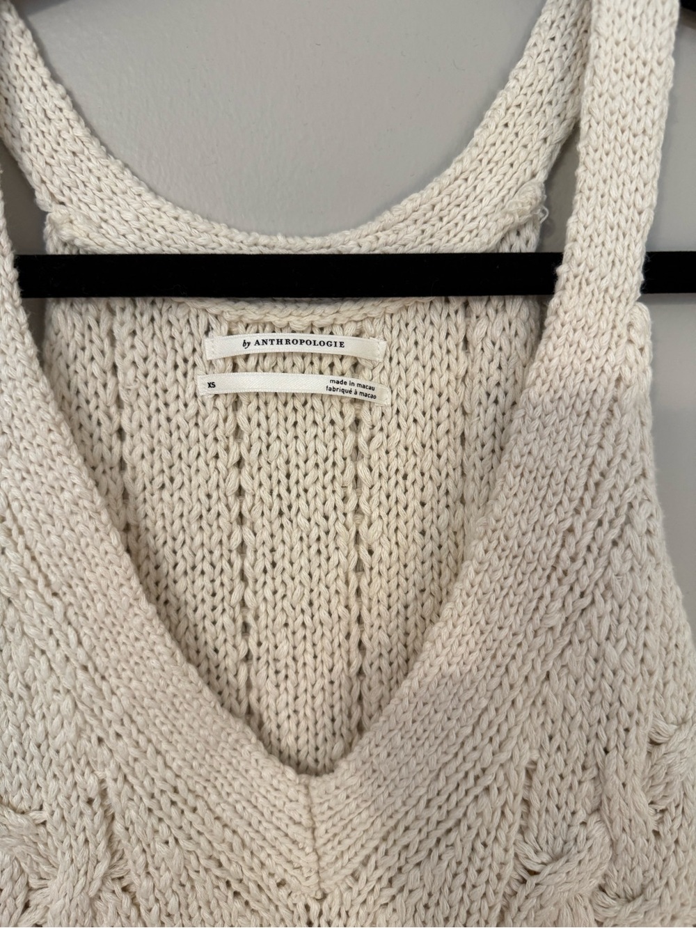 Anthropologie. Cream and white sweater vest top - Picture 5 of 6